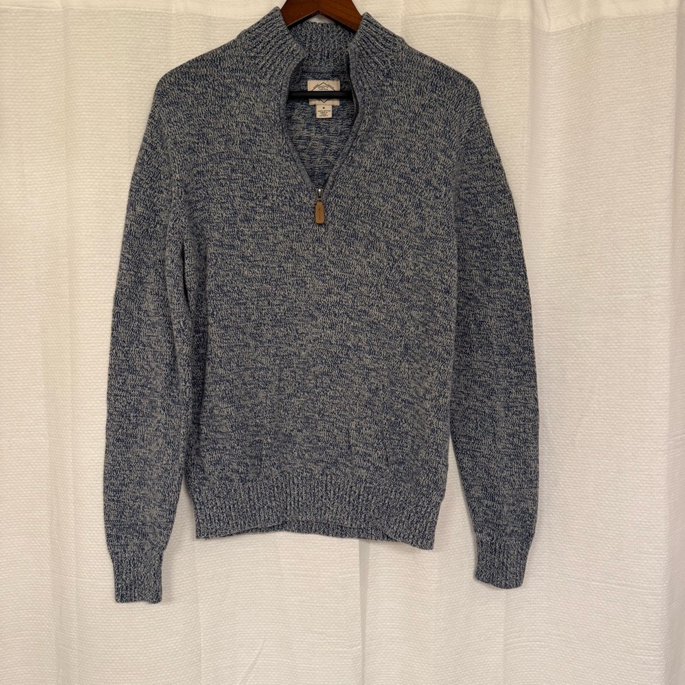 St. John's Bay Men's Blue Heather quarter-Zip thick cotton sweater